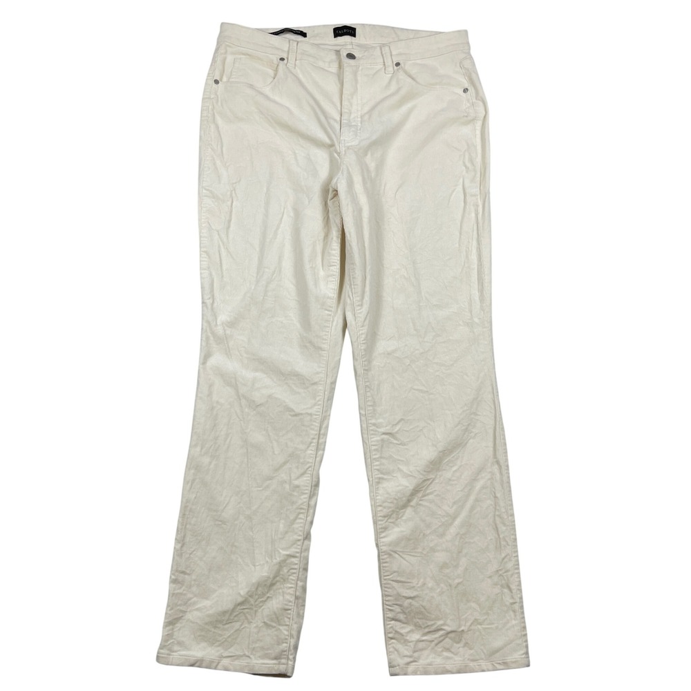 Talbots Corduroy Straight Leg Pants Womens 14 Cream Curvy Fit Stretch Casual